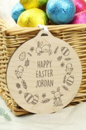 Personalised Memento Company Personalised Happy Easter Wooden Decoration in Light Brown - thumbnail 4