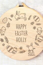 Personalised Memento Company Personalised Happy Easter Wooden Decoration in Light Brown - thumbnail 3