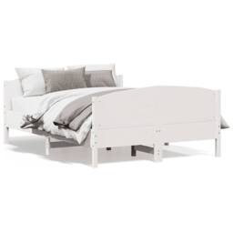 Berkfield Home Bed Frame without Mattress White 150x200 cm King Size Solid Wood Pine - thumbnail 1