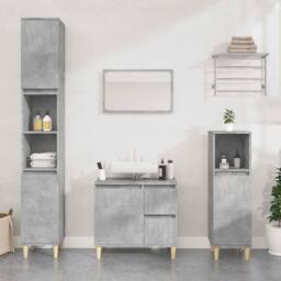 Berkfield Home Durable Bathroom Cabinet Concrete Grey 65x33x60 cm Engineered Wood - Size: 65 x 33 x 60 cm - thumbnail 2