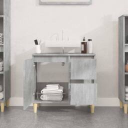Berkfield Home Durable Bathroom Cabinet Concrete Grey 65x33x60 cm Engineered Wood - Size: 65 x 33 x 60 cm