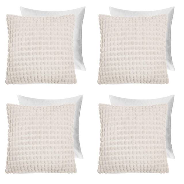OHS 4 Pack Bobble Filled Cushion Covers Home Decor Set in Cream - Size: 45 cm x 45 cm - image 1