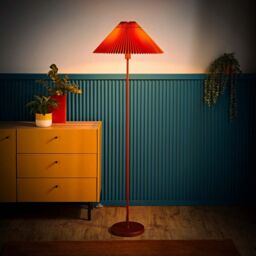 ValueLights Akira Pleated Shade Slim Floor Lamp in Burnt Orange - thumbnail 2