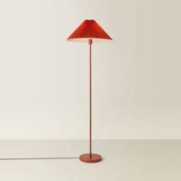 ValueLights Akira Pleated Shade Slim Floor Lamp in Burnt Orange - thumbnail 3