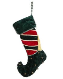 Dibor Set of 4 Green Jingle Bell Velvet Xmas Tree Decoration Christmas Gift Bag - Size: 4 Pack - thumbnail 2
