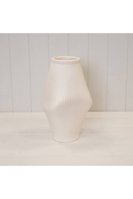 KDMD Modern Beige Sculptural Ribbed Vase in Off-White - image 1