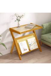 Compact Bamboo End Table in Brown - thumbnail 3