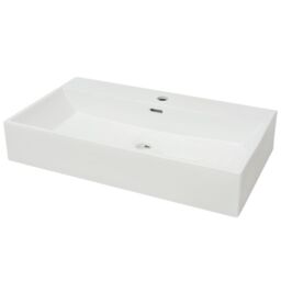 Berkfield Home Basin with Faucet Hole Ceramic White 76x42.5x14.5 cm - thumbnail 2
