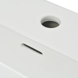 Berkfield Home Basin with Faucet Hole Ceramic White 76x42.5x14.5 cm - thumbnail 5