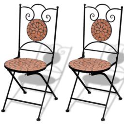 Berkfield Home 3 Piece Bistro Set Ceramic Tile Terracotta in Brown - thumbnail 6