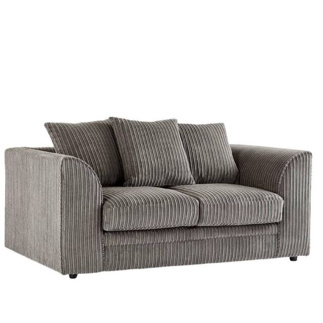 Bliss Furniture Jumbo Cord 2-Seater Scatter Back Sofa in Grey, Plush & Relaxed Comfort in Grey - Size: 2 Person - image 1