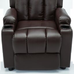 More4Homes Studio Leather Recliner With Drink Holders Sofa Armchair in Brown - thumbnail 5