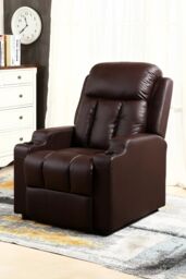 More4Homes Studio Leather Recliner With Drink Holders Sofa Armchair in Brown
