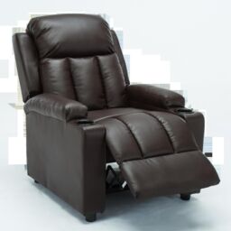 More4Homes Studio Leather Recliner With Drink Holders Sofa Armchair in Brown - thumbnail 2