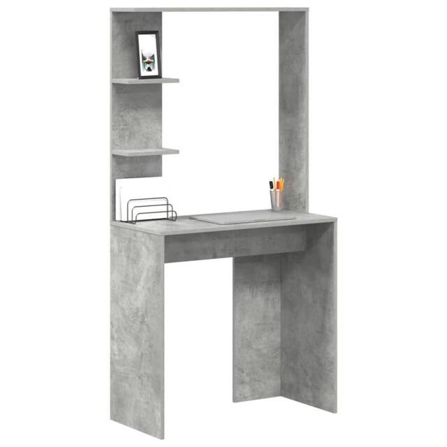 Berkfield Home Modern Concrete Grey Computer Desk Concrete grey Engineered Wood - image 1