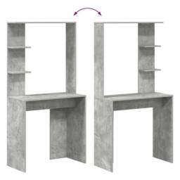 Berkfield Home Modern Concrete Grey Computer Desk Concrete grey Engineered Wood - thumbnail 9