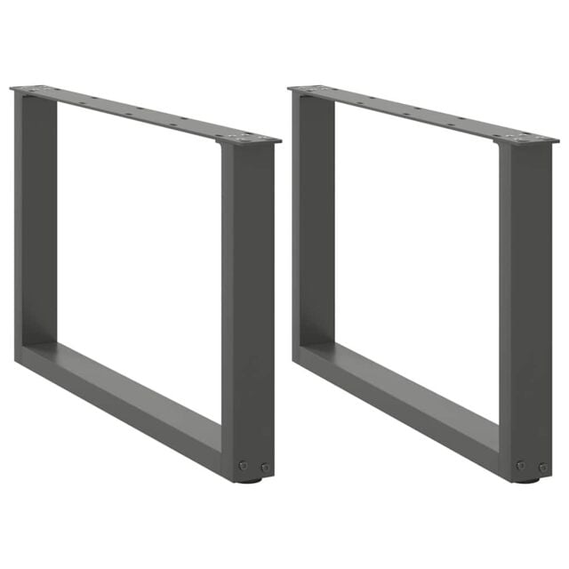 Berkfield Home Coffee Table Legs U-Shaped 2 pcs Anthracite 70x(42-43) cm Steel in Black - image 1