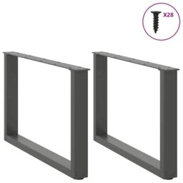 Berkfield Home Coffee Table Legs U-Shaped 2 pcs Anthracite 70x(42-43) cm Steel in Black - thumbnail 3