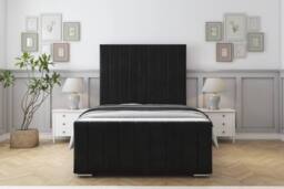 "Sloomy California Plush Frame-Mattress - 50"" Upholstered Headboard in Black - Size: Small Double"