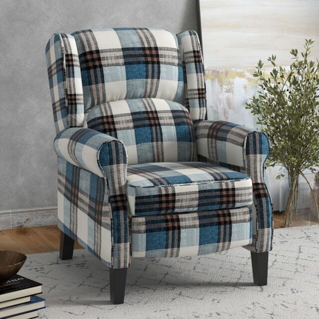 HOMCOM Recliner Chair for Living Room Wingback Chair with Padded Armrest in Blue - image 1