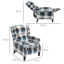 HOMCOM Recliner Chair for Living Room Wingback Chair with Padded Armrest in Blue - thumbnail 3