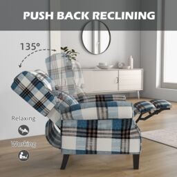 HOMCOM Recliner Chair for Living Room Wingback Chair with Padded Armrest in Blue - thumbnail 4