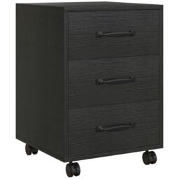 HOMCOM File Cabinet with 3 Drawers, Under Desk Mobile Filing Cabinet Black - thumbnail 2