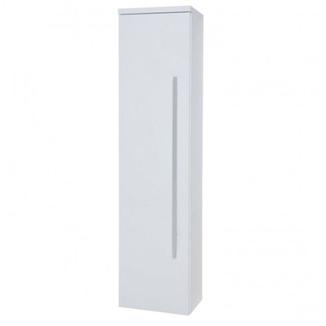 Clifton White Bathroom Wall Mounted Tall Boy Unit 1400mm High x 355mm Wide - image 1