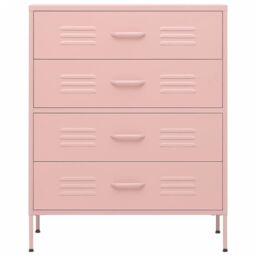 Berkfield Home Chest of Drawers Pink 80x35x101.5 cm Steel - thumbnail 3