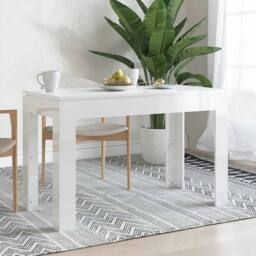 Berkfield Home Dining Table High Gloss White 120x60x76 cm Engineered Wood - Size: 120 x 60 x 76 cm - thumbnail 2