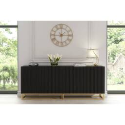 Creative Furniture Ripple Duo Sideboard 200cm - Black with Fluted Doors - thumbnail 2