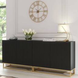 Creative Furniture Ripple Duo Sideboard 200cm - Black with Fluted Doors - thumbnail 5