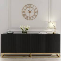 Creative Furniture Ripple Duo Sideboard 200cm - Black with Fluted Doors - thumbnail 1