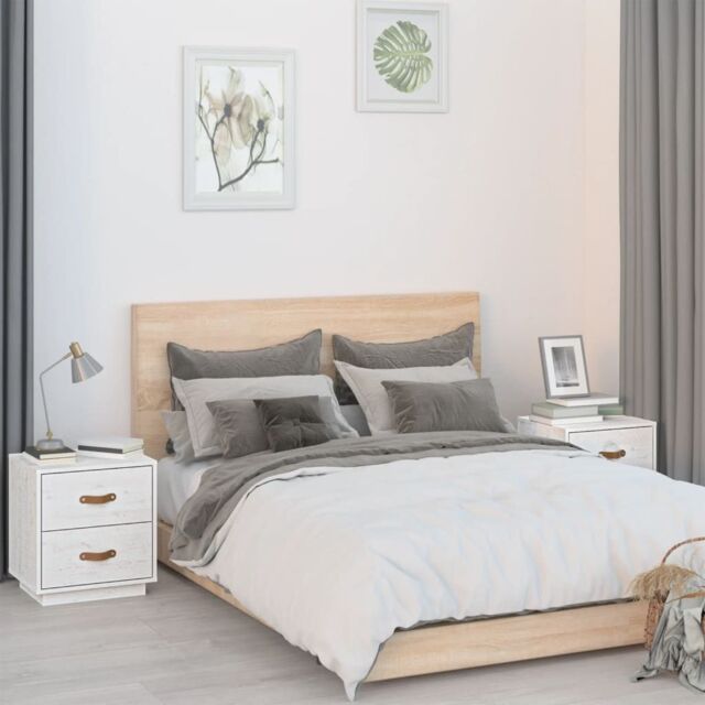 Berkfield Home Bedside Cabinets 2 pcs White 40x34x45 cm Solid Wood Pine - Size: 40 x 34 x 45 cm - image 1