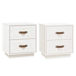 Berkfield Home Bedside Cabinets 2 pcs White 40x34x45 cm Solid Wood Pine - Size: 40 x 34 x 45 cm - thumbnail 2