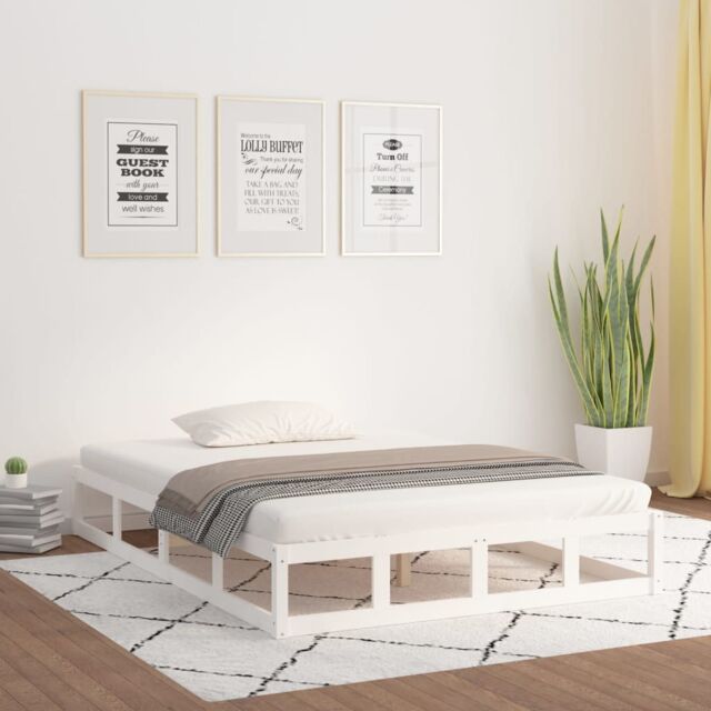 Berkfield Home Bed Frame without Mattress White 135x190 cm Double Double Solid Wood - image 1