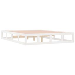 Berkfield Home Bed Frame without Mattress White 135x190 cm Double Double Solid Wood - thumbnail 4