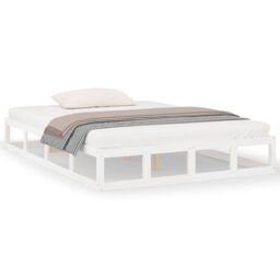 Berkfield Home Bed Frame without Mattress White 135x190 cm Double Double Solid Wood - thumbnail 2