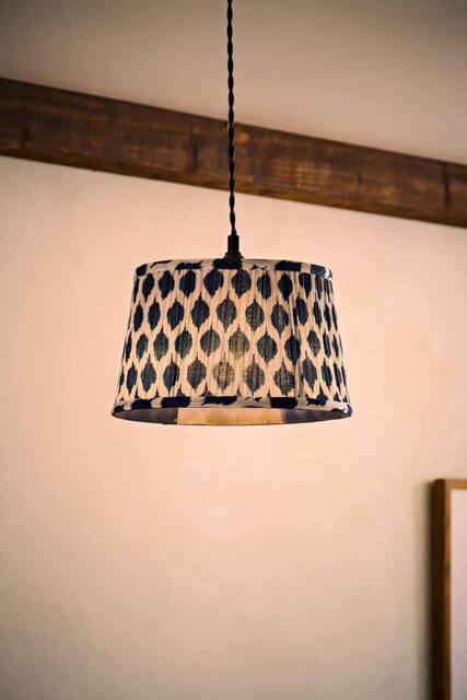 ValueLights Elijah Blue Ikat Pleated Fabric Tapered Lamp Shade with Bulb in Bright Blue - Size: Small - image 1