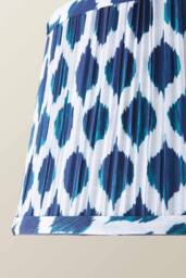 ValueLights Elijah Blue Ikat Pleated Fabric Tapered Lamp Shade with Bulb in Bright Blue - Size: Small - thumbnail 4