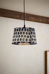 ValueLights Elijah Blue Ikat Pleated Fabric Tapered Lamp Shade with Bulb in Bright Blue - Size: Small - thumbnail 2