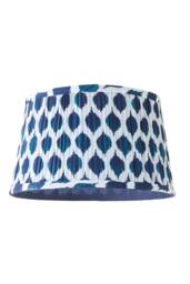 ValueLights Elijah Blue Ikat Pleated Fabric Tapered Lamp Shade with Bulb in Bright Blue - Size: Small - thumbnail 6