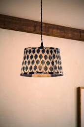 ValueLights Elijah Blue Ikat Pleated Fabric Tapered Lamp Shade with Bulb in Bright Blue - Size: Small
