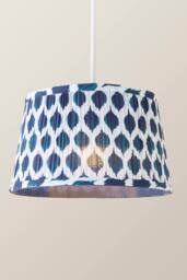 ValueLights Elijah Blue Ikat Pleated Fabric Tapered Lamp Shade with Bulb in Bright Blue - Size: Small - thumbnail 3
