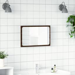 Berkfield Home LED Bathroom Mirror Brown Oak 60x8.5x38 cm Engineered Wood - thumbnail 4
