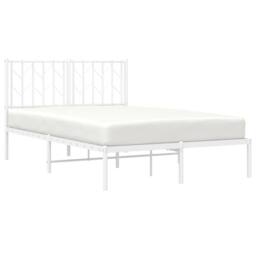 Berkfield Home Metal Bed Frame without Mattress with Headboard White 120x190cm - Size: 120x190 cm - thumbnail 3