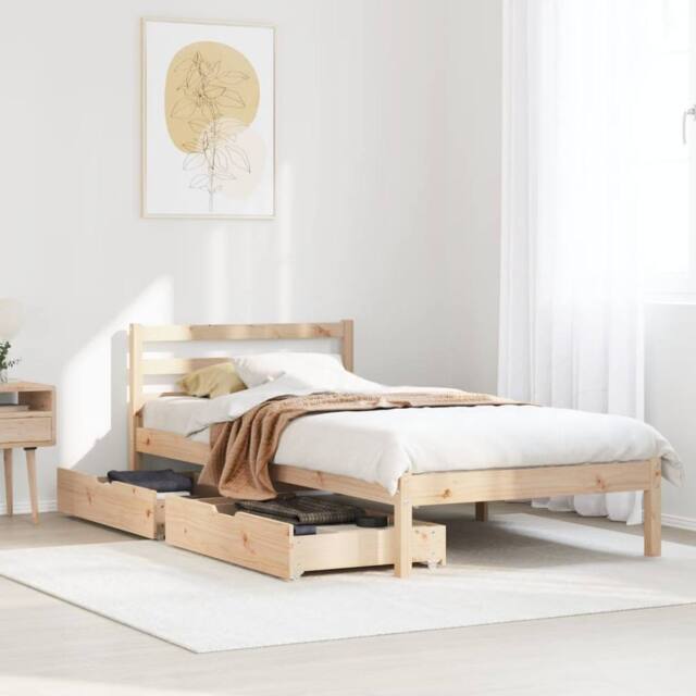 Berkfield Home Bed Frame without Mattress 90x190 cm Single Solid Wood Pine in Brown - image 1