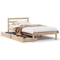 Berkfield Home Bed Frame without Mattress 90x190 cm Single Solid Wood Pine in Brown - thumbnail 2