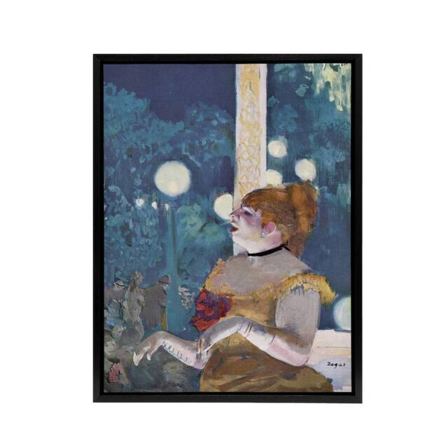 "Artery8 Cafe Concert Song of the Dog Edgar Degas Framed Canvas Wall Art in Blue - Size: W12"" x H16""" - image 1