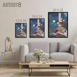 "Artery8 Cafe Concert Song of the Dog Edgar Degas Framed Canvas Wall Art in Blue - Size: W12"" x H16""" - thumbnail 4